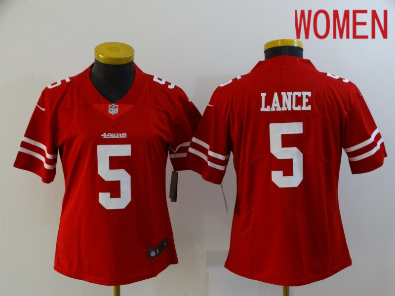 Women San Francisco 49ers #5 Lance Red Nike Vapor Untouchable Limited 2021 NFL Jerseys